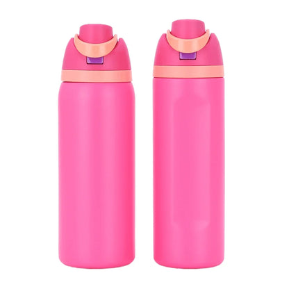 24/32oz Straw Double-Layer Insulated Cup 304 Stainless Steel Sports Water Bottle Travel Vacuum Flask for Outdoor Camping Sports