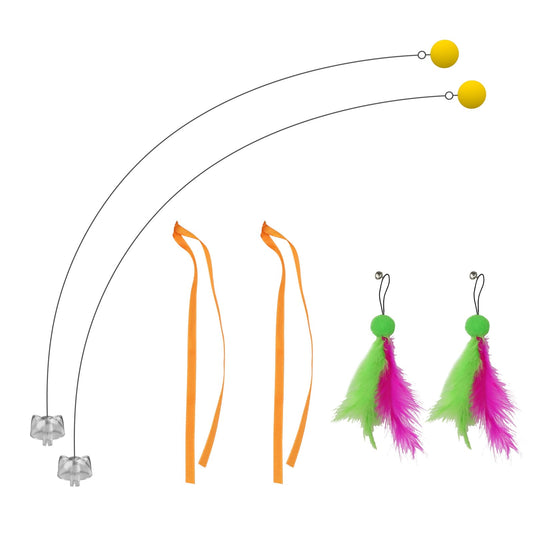 Interactive Cat Toys Cat Exercise Tumbler Rechargeable Cat Toys for Indoor Cats Spin Butterfly Game Teasing Kitty Extra Long Feather Wand (Attachment)