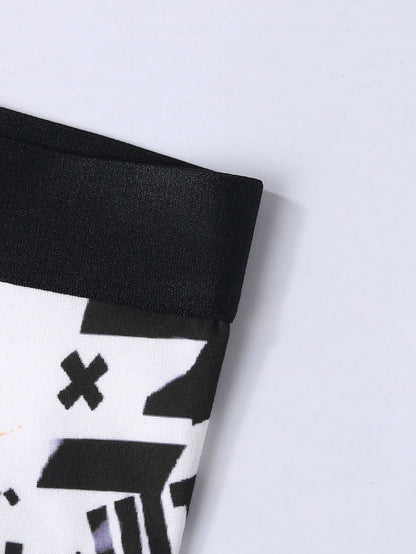 10-Pack Cool Graffiti Men's Boxer Shorts High Elasticity Skin-Friendly Mid-Waist Briefs Casual Youth Men's Underwear Random Styl