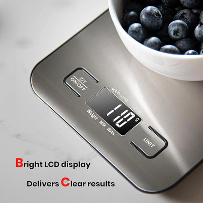 Food Kitchen Scale, Digital Grams and Ounces for Weight Loss, Baking, Cooking, Keto and Meal Prep, LCD Display, Medium,