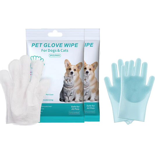 Grooming Glove Wipes Combination Pet Bathing Wipes for Dogs & Cats