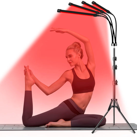 4 Head Infrared Light Therapy with Timer & Adjustable Stand 660nm Red Light & 850nm