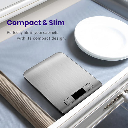 Food Kitchen Scale, Digital Grams and Ounces for Weight Loss, Baking, Cooking, Keto and Meal Prep, LCD Display, Medium,