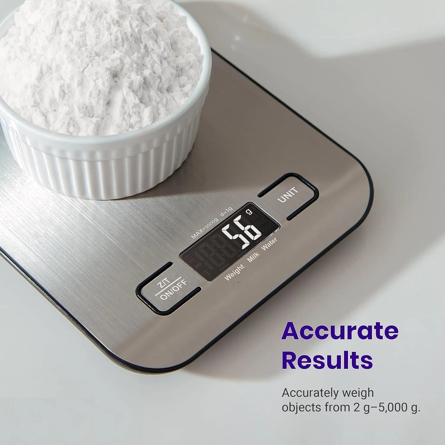 Food Kitchen Scale, Digital Grams and Ounces for Weight Loss, Baking, Cooking, Keto and Meal Prep, LCD Display, Medium,